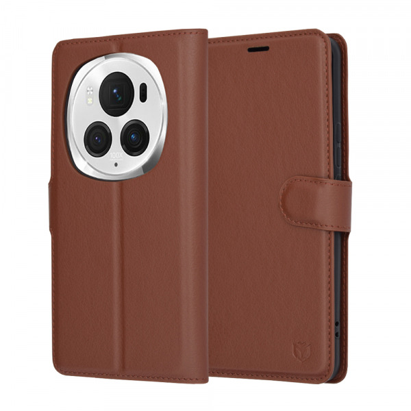 Husa pentru Honor Magic6 Pro, Techsuit, Leather Folio, Maro
