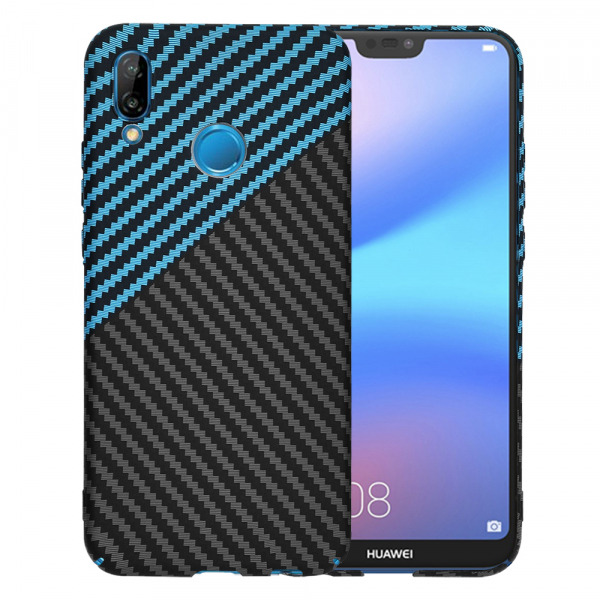 Husa pentru Huawei P20 Lite, Techsuit, Carbonite FiberShell, Neagra Bleu
