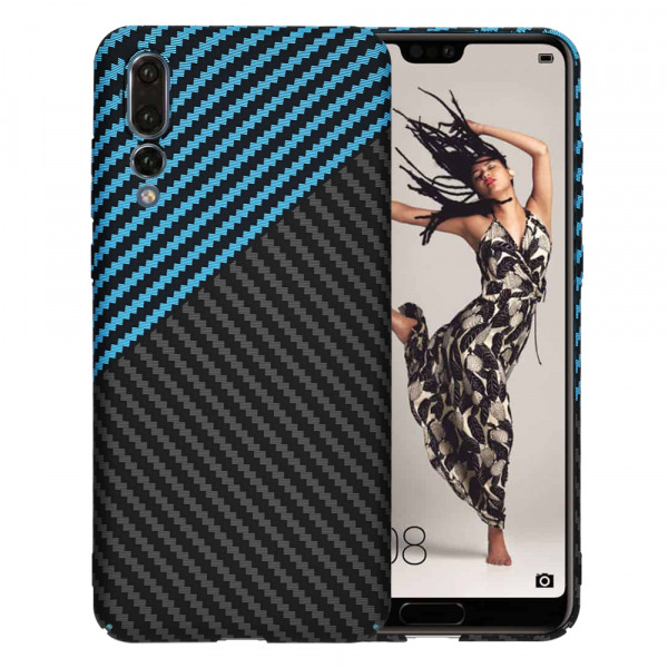 Husa pentru Huawei P20 Pro, Techsuit, Carbonite FiberShell, Neagra Bleu