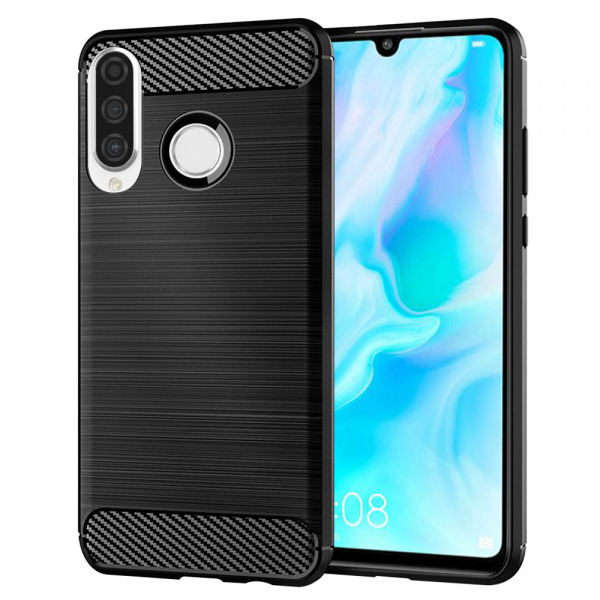 Husa pentru Huawei P30 lite New Edition / P30 lite, Techsuit, Carbon, Neagra