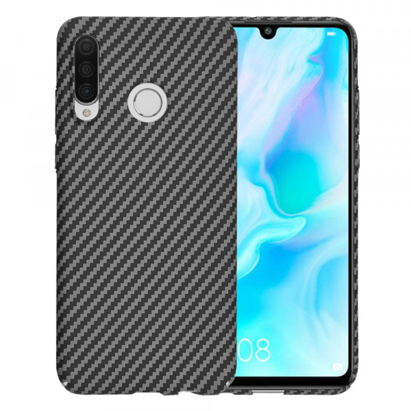 Husa pentru Huawei P30 lite New Edition / P30 lite, Techsuit, Carbonite FiberShell, Neagra