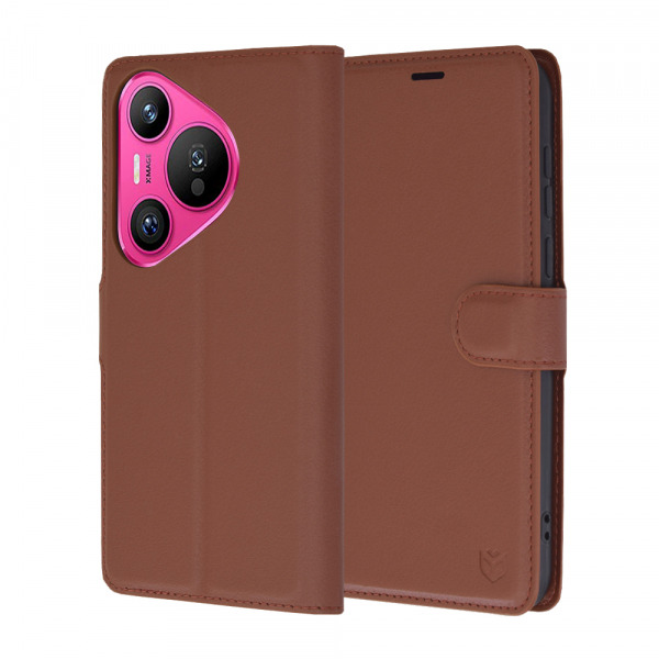 Husa pentru Huawei Pura 70, Techsuit, Leather Folio, Maro