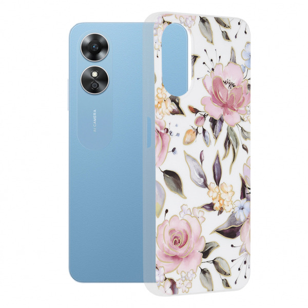Husa pentru Oppo A17, Techsuit, Marble, Alba
