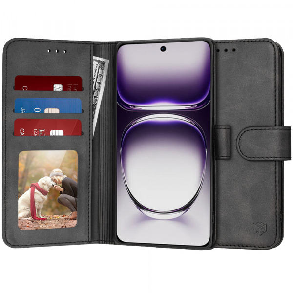 Husa pentru Oppo Reno12, Techsuit, Diary Book, Neagra