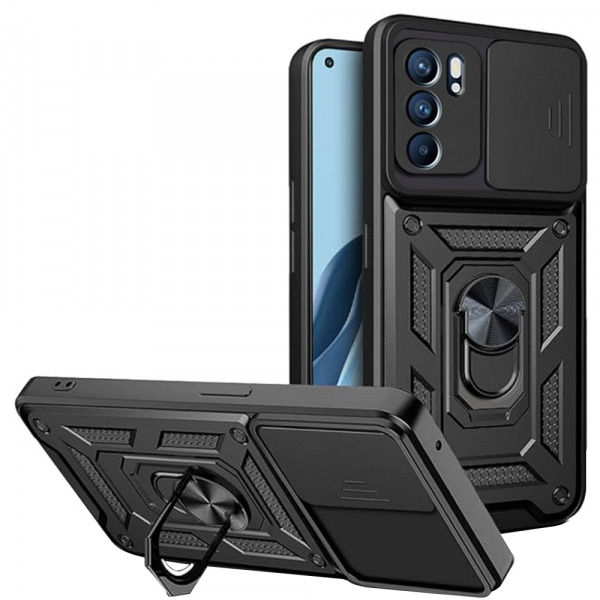 Husa pentru Oppo Reno6 5G, Techsuit, CamShield, Neagra