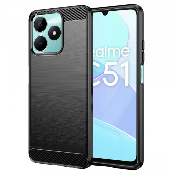 Husa pentru Realme Note 50 / C51, Techsuit, Carbon, Neagra