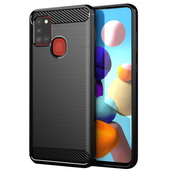 Husa pentru Samsung Galaxy A21s A217, Techsuit, Carbon, Neagra