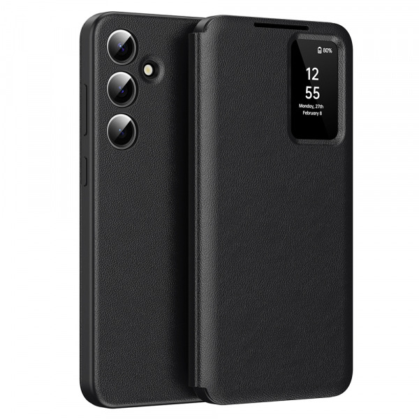 Husa pentru Samsung Galaxy A56 A566, Techsuit, SmartView, Neagra