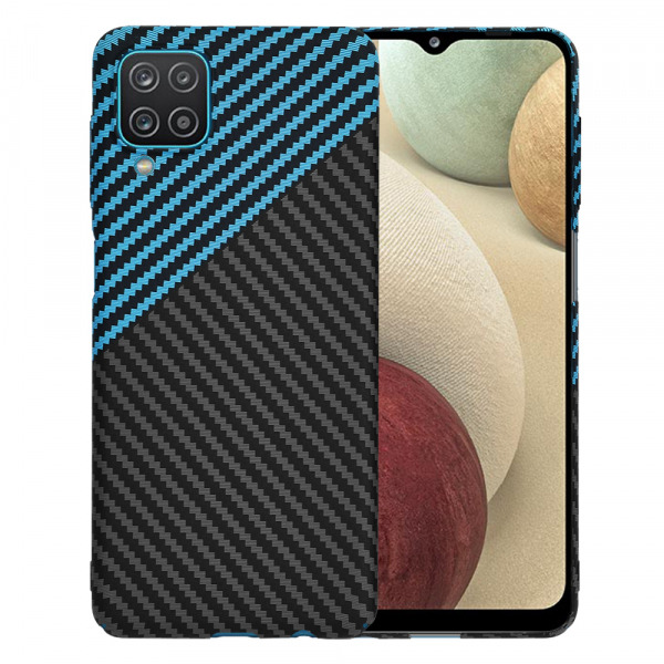 Husa pentru Samsung Galaxy F12 F127 / A12 Nacho A127 / M12 M127 / A12 A125, Techsuit, Carbonite FiberShell, Neagra Bleu