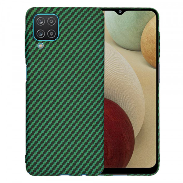 Husa pentru Samsung Galaxy F12 F127 / A12 Nacho A127 / M12 M127 / A12 A125, Techsuit, Carbonite FiberShell, Verde