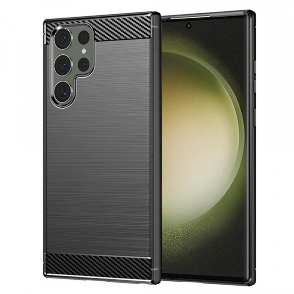 Husa pentru Samsung Galaxy S23 Ultra S918, Techsuit, Carbon, Neagra