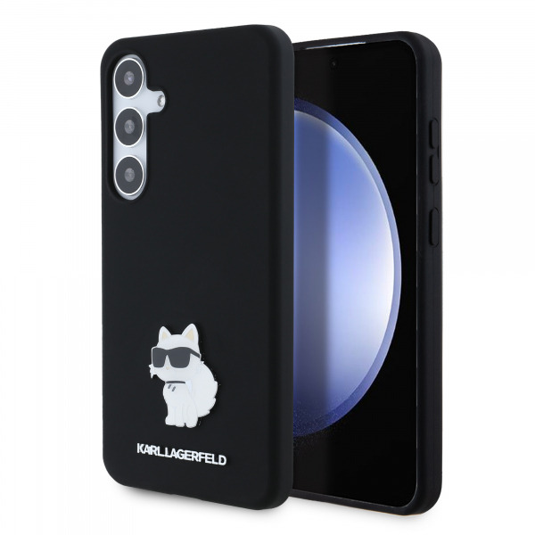 Husa pentru Samsung Galaxy S24+ S926, Karl Lagerfeld, Silicone Choupette Metal, Neagra