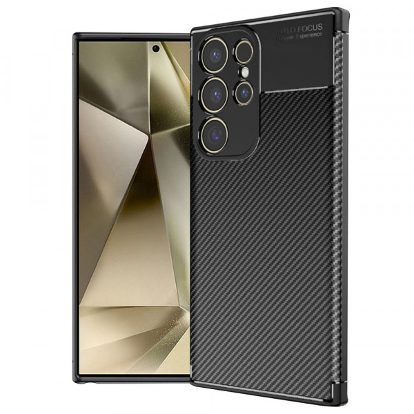 Husa pentru Samsung Galaxy S24 Ultra S928, Techsuit, CarbonFiber, Neagra