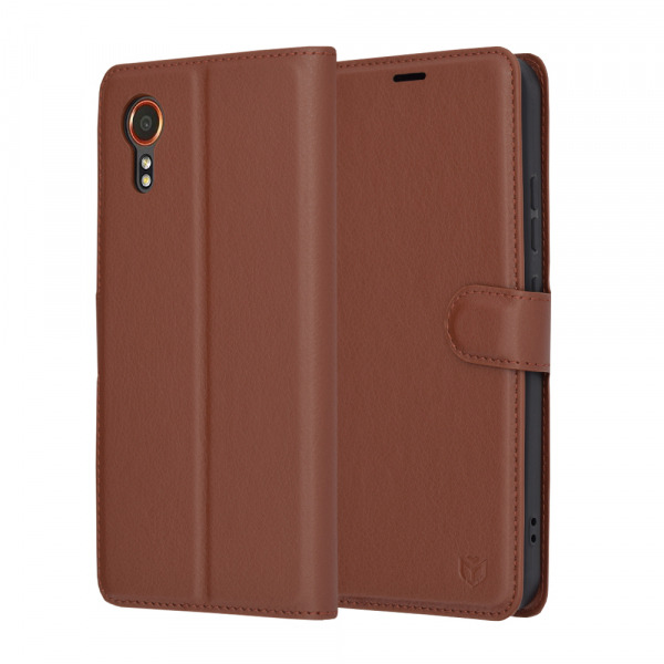 Husa pentru Samsung Galaxy Xcover7 G556, Techsuit, Leather Folio, Maro