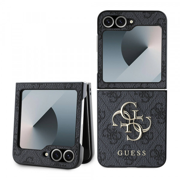 Husa pentru Samsung Galaxy Z Flip7 FE F761 / Z Flip6 F741, Guess, 4G Metal Logo, Neagra