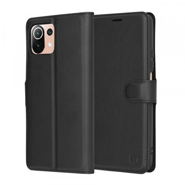 Husa pentru Xiaomi 11 Lite 5G NE / Mi 11 Lite 5G / 11 Lite, Techsuit, Leather Folio, Neagra