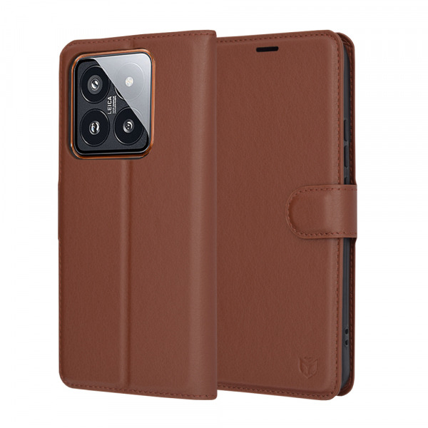 Husa pentru Xiaomi 14 Pro, Techsuit, Leather Folio, Maro