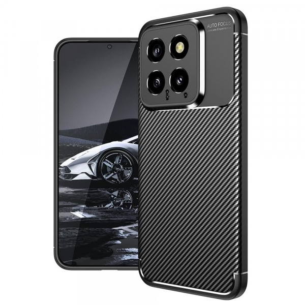 Husa pentru Xiaomi 14, Techsuit, CarbonFiber, Neagra