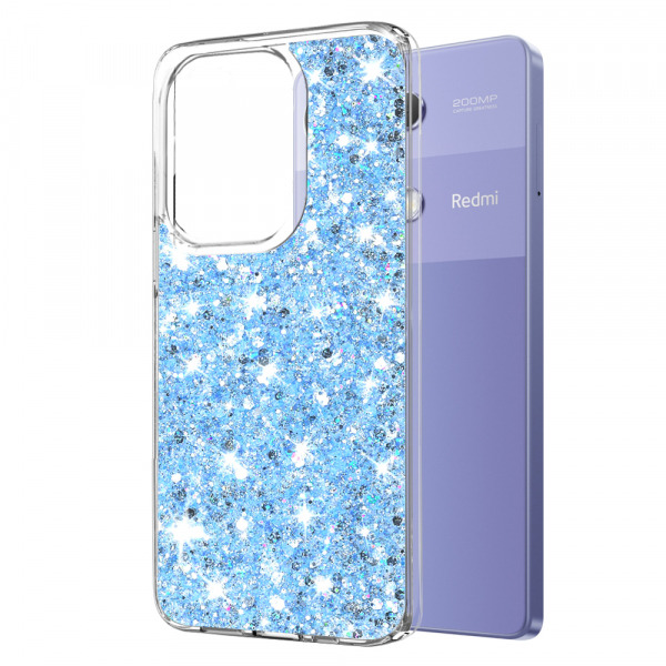 Husa pentru Xiaomi Redmi Note 13 Pro 4G / Poco M6 Pro 4G, Techsuit, Sparkly Glitter, Bleu