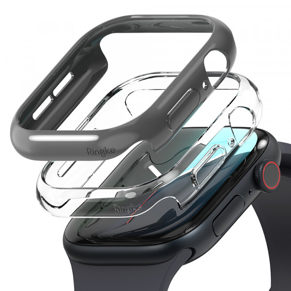 Husa Ringke Slim pentru Apple Watch Series 10 / 11 42mm, Set 2 bucati, Gri / Transparenta