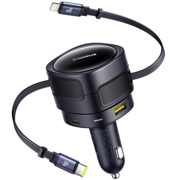 Incarcator Auto Cu Cablu USB-C / Lightning Baseus Enjoyment Max, 90W, 3A, Negru C00035507121-02