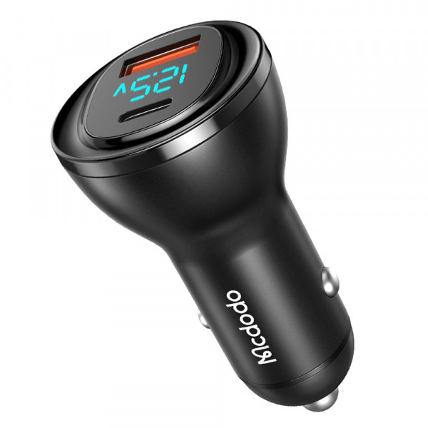 Incarcator Auto McDodo CC-5670 Display, 95W, 5A, 1 x USB-A - 1 x USB-C, Negru