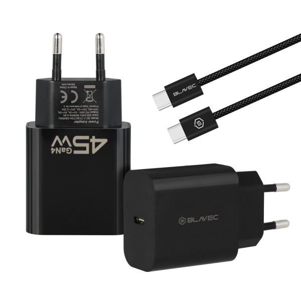 Incarcator Retea Cu Cablu USB-C Blavec BC-7, 45W, 3A, 1 x USB-C, Negru