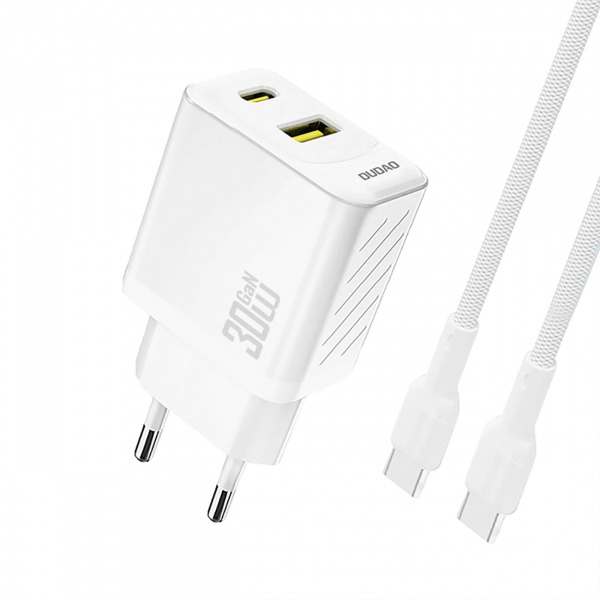 Incarcator Retea Cu Cablu USB-C Dudao A27TCEU, 30W, 1 x USB-A - 1 x USB-C, Alb