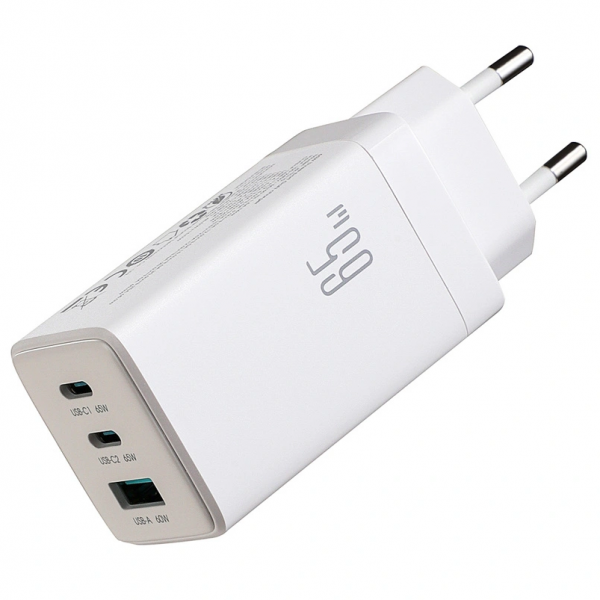 Incarcator Retea Cu Cablu USB-C Joyroom JR-TG10, 65W, 3.25A, 1 x USB-A - 2 x USB-C, Alb