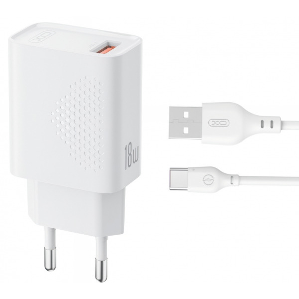 Incarcator Retea Cu Cablu USB-C XO Design L159, 18W, 3A, 1 x USB-A, Alb