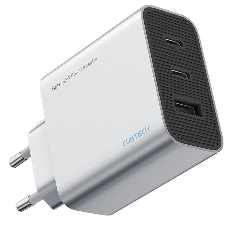 Incarcator Retea Cuktech, 65W, 3.25A, 1 x USB-A - 2 x USB-C, Alb CUK0A15CEUSL