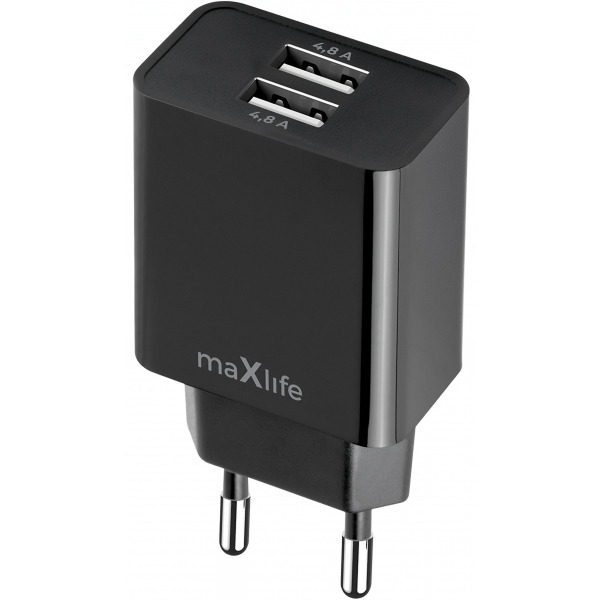 Incarcator Retea MaXlife MXTC-12, 24W, 2.4A, 2 x USB-A, Negru