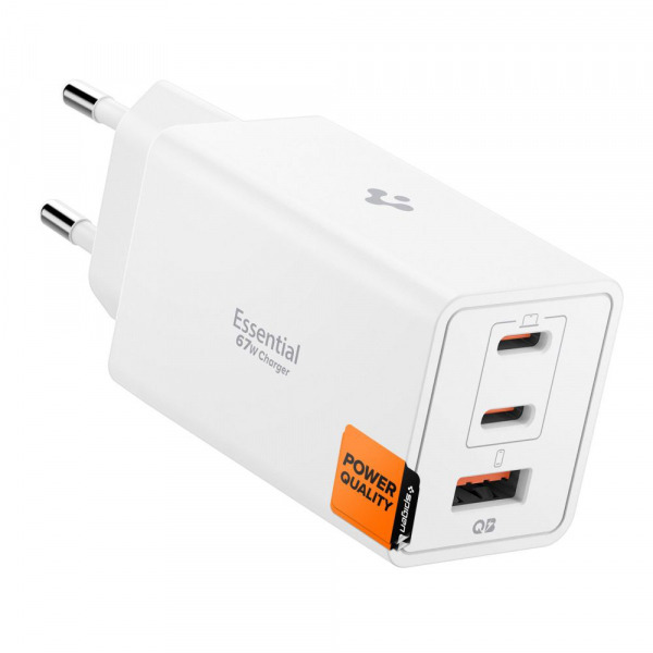 Incarcator Retea Spigen Essential, 67W, 3.25A, 1 x USB-A - 2 x USB-C, Alb ACH08710