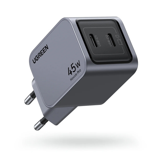 Incarcator Retea UGREEN X707 Nexode Pro, 45W, 3A, 2 x USB-C, Gri
