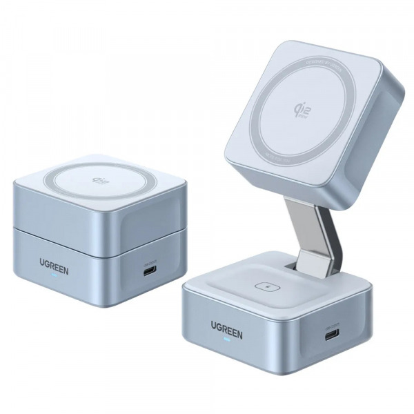 Incarcator Retea Wireless UGREEN W752 2in1, 35W, 3A, 1 x USB-C, Albastru