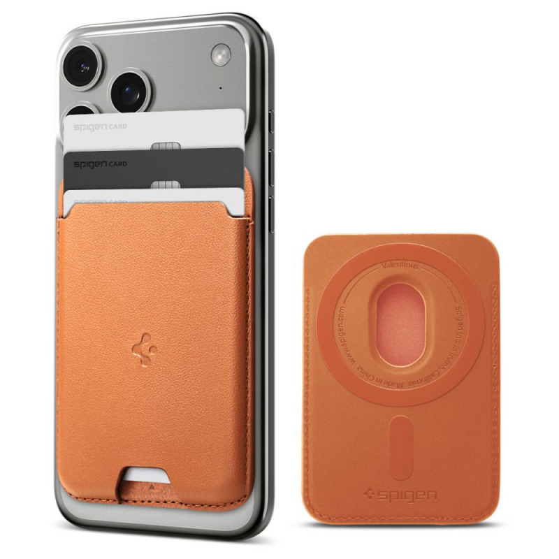 Portofel MagSafe, Spigen, Valentinus MagFit 3 Cards, Portocaliu AFA11339