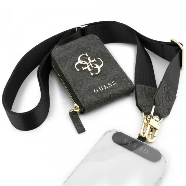 Portofel si Snur Telefon Guess 4G Metal Logo, Negru