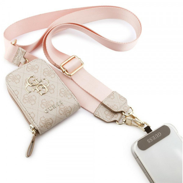Portofel si Snur Telefon Guess 4G Metal Logo, Roz