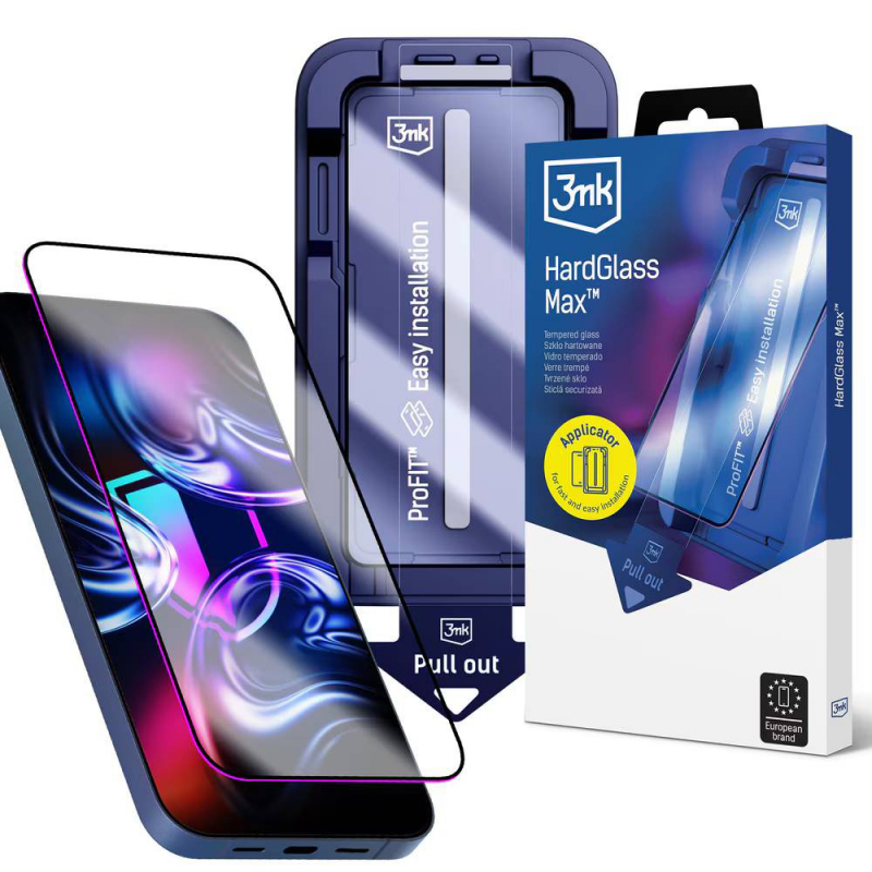 Folie de protectie Ecran 3MK HardGlass Max pentru Apple iPhone 18 Pro / 17 Pro, Sticla Securizata, Full Glue, Neagra